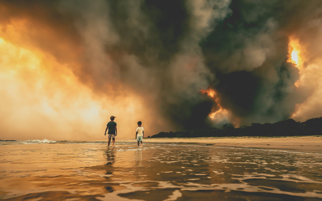Beach fire from the 2019-2020 bushfires